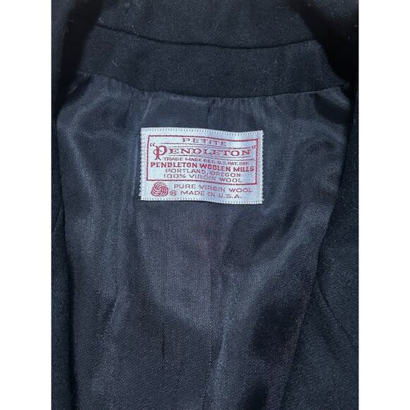 Vintage PENDLETON Black Petite Suit Blazer 100% Virgin Wool - Size 8 - Picture 4 of 11